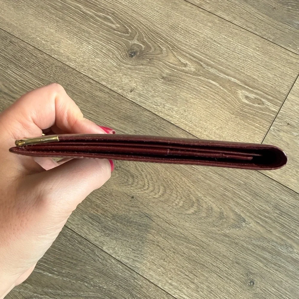 Cartier Burgundy Unisex Long Leather Bifold Wallet